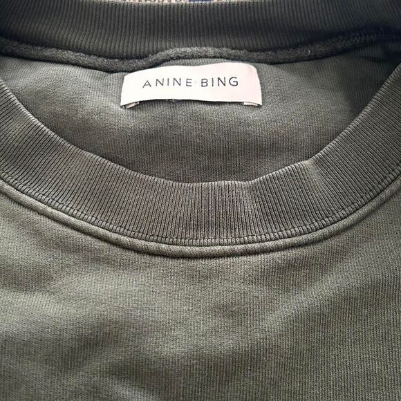 ANINE BING forest green White Tiger Graphic Pullover S | Organic Cotton Street L - Picture 3 of 8